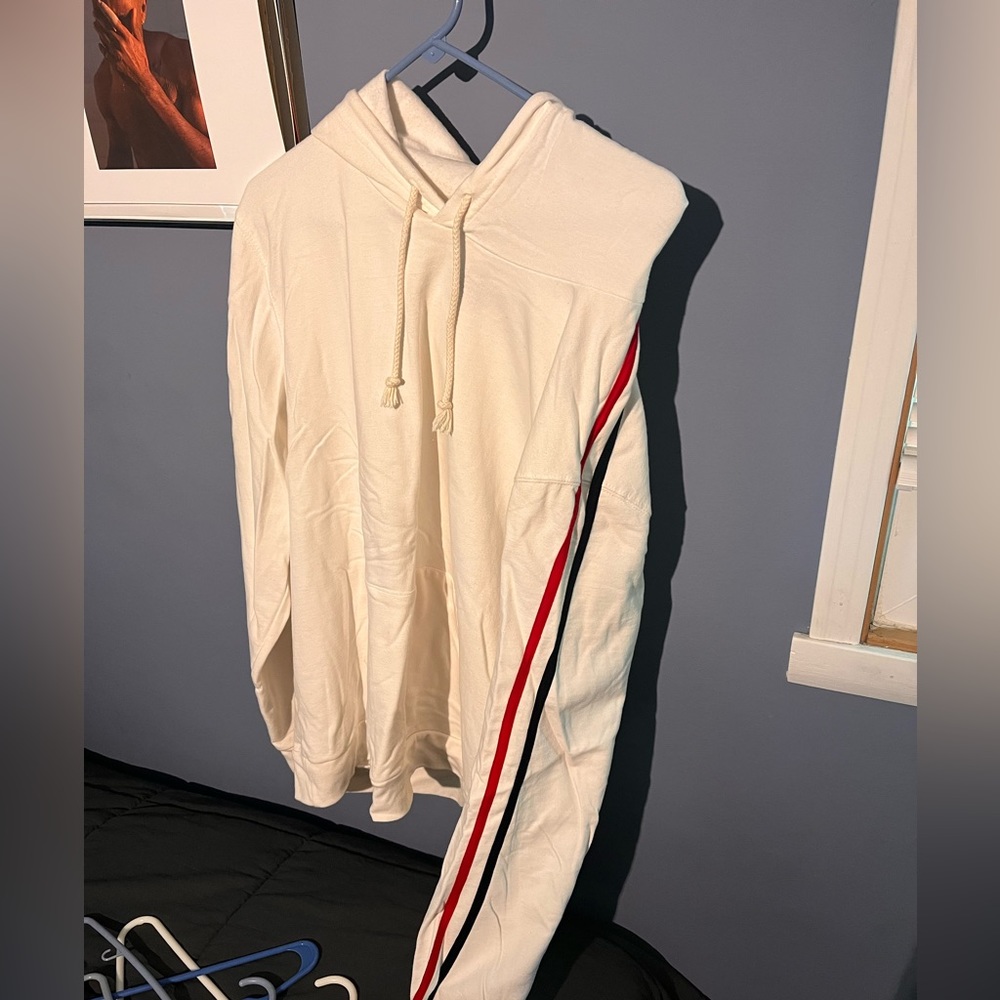 White Hoodie Black and Red stripes - City Streets XXL